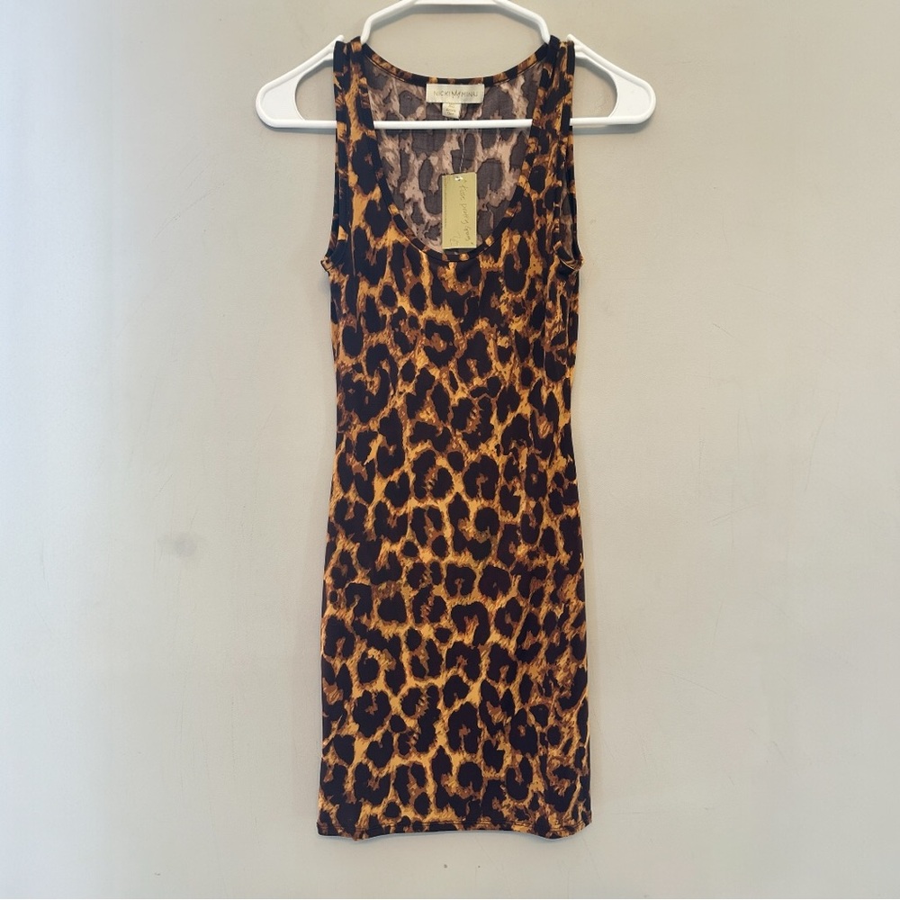 NWT Nicki Minaj Brown and Tan Leopard Print Bodycon Mini Dress XS